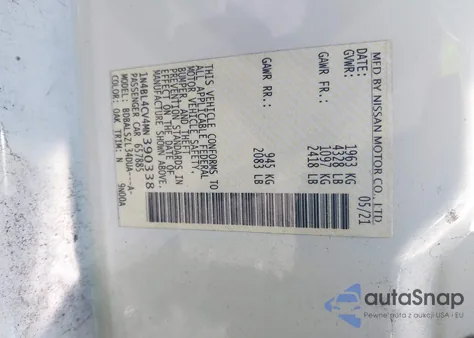 2021 Nissan Altima Sr Fwd из США, поврежденный, VIN 1N4BL4CV4MN390338